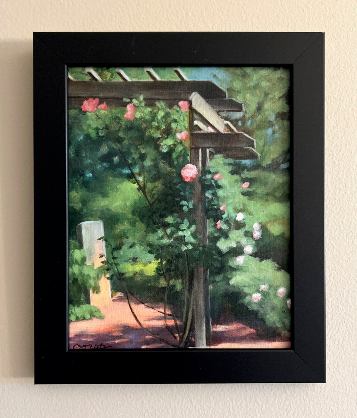 Climbing Roses - Framed in Black Frame