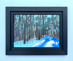 Sunlit Snow Trail - Original Painting - Framed