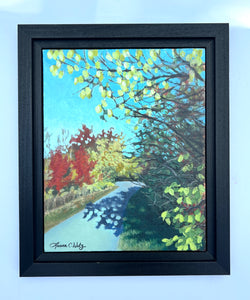 Rails to Trails Path in Autumn - Original Painting - Framed