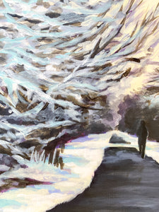 Rails to Trails Winter Wonderland - Original Painting - Matted, Unframed