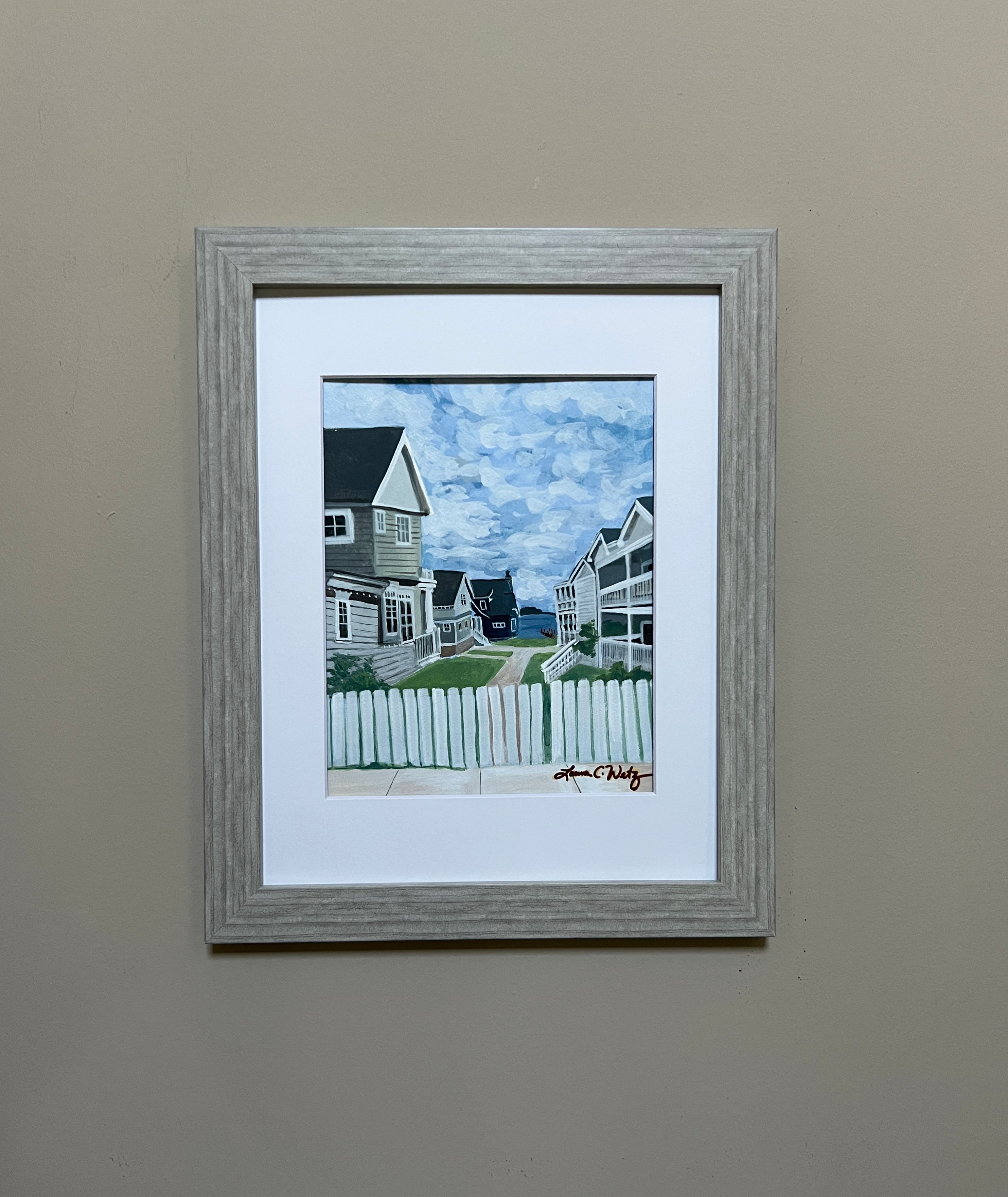 A Main Street View on Mackinac Island - Original Painting - Matted, Unframed.