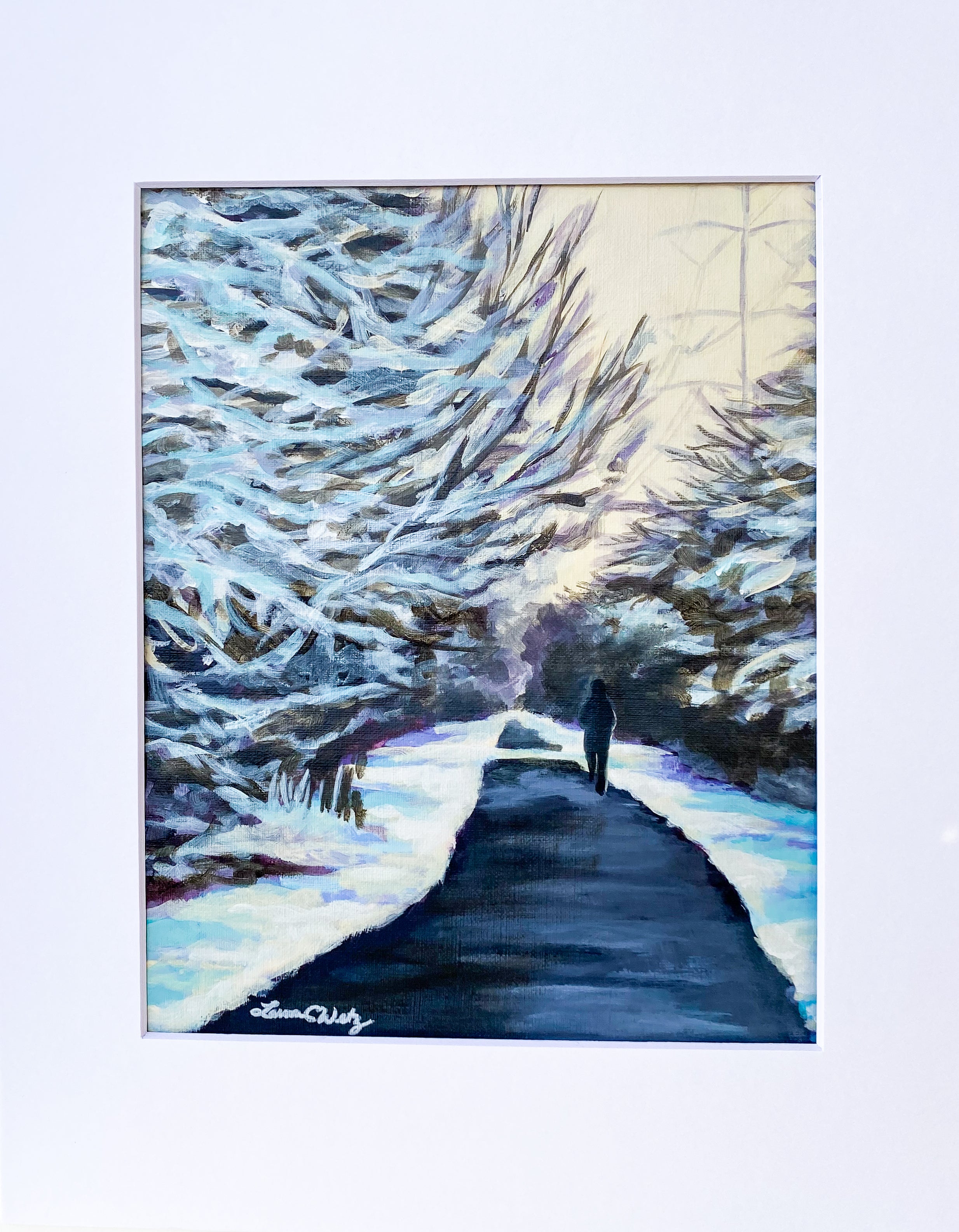 Rails to Trails Winter Wonderland - Original Painting - Matted, Unframed