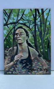 Raven in Woods - Original Painting - Unframed